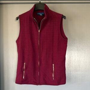 Karen Scott Sport Full Front Zip Women's Maroon Vest Zip Pockets sz S